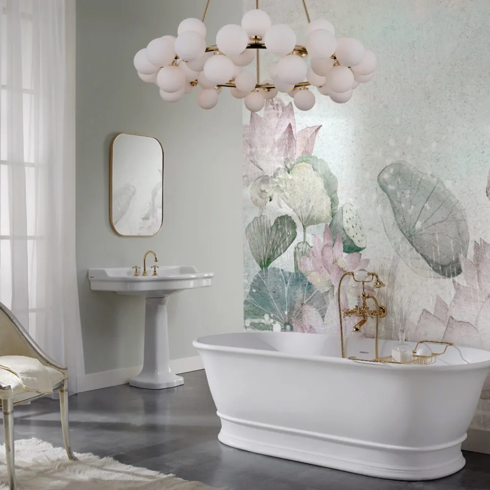 Viadurini Bathroom Freistehende Badewannen-Badewanne mit fester Oberfläche und integriertem Überlauf, hergestellt in Italien – Aurelio