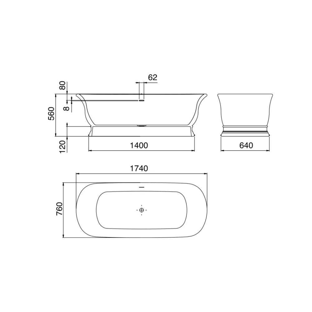 Viadurini Bathroom Freistehende Badewannen-Badewanne mit fester Oberfläche und integriertem Überlauf, hergestellt in Italien – Aurelio