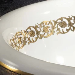 Viadurini Bathroom Waschbecken Aus Fire Clay-Badezimmer Einbauwaschbecken aus fire Clay und 24k Gold, Otis