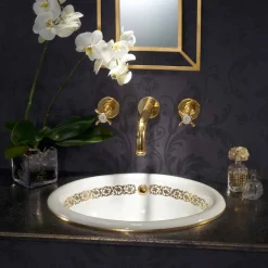 Viadurini Bathroom Waschbecken Aus Fire Clay-Badezimmer Einbauwaschbecken aus fire Clay und 24k Gold, Otis