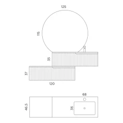 Viadurini Bathroom Badmöbel Hängend-Badezimmerkomposition aus gerippter Rio-Eiche und Grau, hergestellt in Italien – Chrono