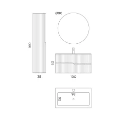 Viadurini Bathroom Badmöbel Hängend-Badezimmerkomposition aus gerippter Rio-Eiche, hergestellt in Italien – Afrodite