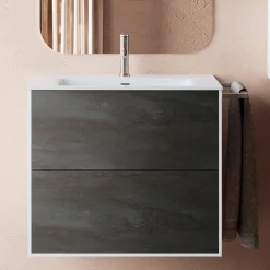 Viadurini Bathroom Badmöbel Hängend-Badezimmerkomposition bestehend aus Spiegel und kratzfestem Sockel, hergestellt in Italien – Kilo