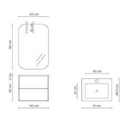 Viadurini Bathroom Badmöbel Hängend-Badezimmerkomposition bestehend aus Spiegel und kratzfestem Sockel, hergestellt in Italien – Kilo