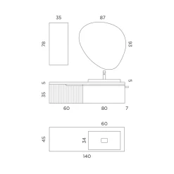 Viadurini Bathroom Badmöbel Hängend-Badezimmerkomposition in Salbeigrün und gerippter Eiche, hergestellt in Italien – Uranus