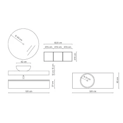 Viadurini Bathroom Badmöbel Hängend-Badezimmerkomposition komplett mit Spiegel, Waschbecken, Sockel und Platte, hergestellt in Italien – Palom
