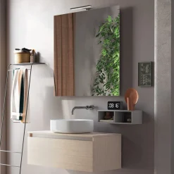 Viadurini Bathroom Badmöbel Hängend-Badezimmerkomposition komplett mit Waschbecken, Spiegel und Sockel, hergestellt in Italien – Dream