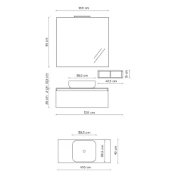 Viadurini Bathroom Badmöbel Hängend-Badezimmerkomposition komplett mit Waschbecken, Spiegel und Sockel, hergestellt in Italien – Dream