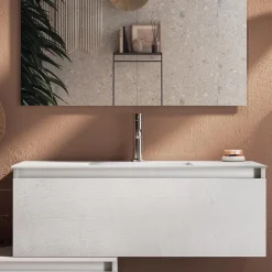 Viadurini Bathroom Badmöbel Hängend-Badezimmerkomposition komplett mit Waschbecken, kratzfestem Sockel und Spiegel, hergestellt in Italien – Dream