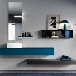 Viadurini Bathroom Badmöbel Hängend-Badezimmerkomposition komplett mit Spiegel, Keramikwaschbecken, hergestellt in Italien – Palom