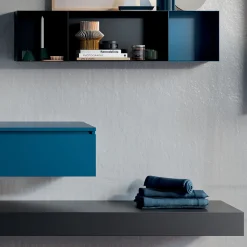 Viadurini Bathroom Badmöbel Hängend-Badezimmerkomposition komplett mit Spiegel, Keramikwaschbecken, hergestellt in Italien – Palom