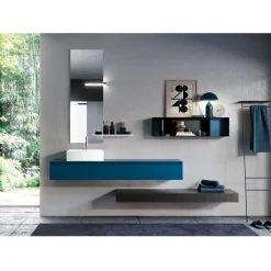 Viadurini Bathroom Badmöbel Hängend-Badezimmerkomposition komplett mit Spiegel, Keramikwaschbecken, hergestellt in Italien – Palom