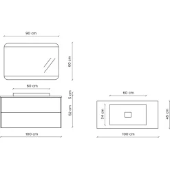 Viadurini Bathroom Badmöbel Hängend-Badezimmerkomposition mit Sockel, Spiegel und Waschbecken aus Kunstharz, hergestellt in Italien – Kilos