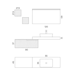 Viadurini Bathroom Badmöbel Hängend-Badezimmerkomposition mit Spiegel und Metallwandschränken, hergestellt in Italien – Efesto