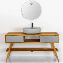 Viadurini Bathroom Badmöbel Stehend-Badezimmer-Komposition mit Waschbecken komplett mit emailliertem Zubehör - Georges