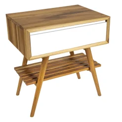 Viadurini Bathroom Badmöbel Stehend-Badezimmerkomposition mit Teakholzschrank, Spiegel und Zubehör - Carolie