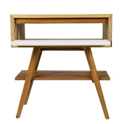 Viadurini Bathroom Badmöbel Stehend-Badezimmerkomposition mit Teakholzschrank, Spiegel und Zubehör - Carolie