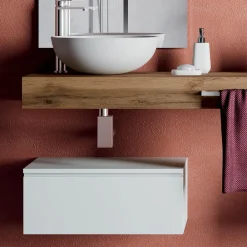 Viadurini Bathroom Badmöbel Hängend-Badezimmerkomposition mit kratzfesten Basen und Waschbecken aus Kunstharz, hergestellt in Italien – Palom