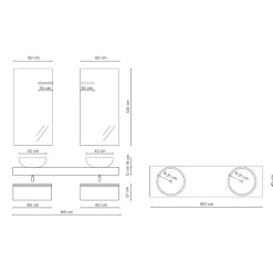 Viadurini Bathroom Badmöbel Hängend-Badezimmerkomposition mit kratzfesten Basen und Waschbecken aus Kunstharz, hergestellt in Italien – Palom