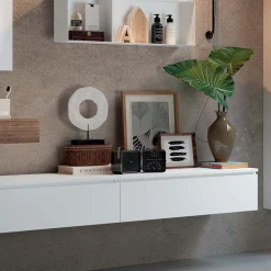 Viadurini Bathroom Badmöbel Hängend-Badezimmerkomposition mit Spiegel und Keramikwaschbecken, hergestellt in Italien – Palom