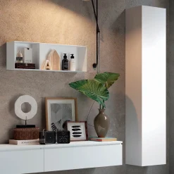 Viadurini Bathroom Badmöbel Hängend-Badezimmerkomposition mit Spiegel und Keramikwaschbecken, hergestellt in Italien – Palom