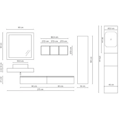 Viadurini Bathroom Badmöbel Hängend-Badezimmerkomposition mit Spiegel und Keramikwaschbecken, hergestellt in Italien – Palom