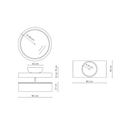 Viadurini Bathroom Badmöbel Hängend-Badezimmerkomposition mit Waschbecken und Spiegel aus Harz, hergestellt in Italien – Palom