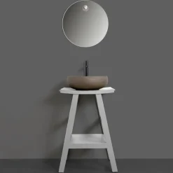 Viadurini Bathroom Badmöbel Stehend-Badezimmerkomposition mit rundem Spiegel, Schrank und Zubehör - Maryse