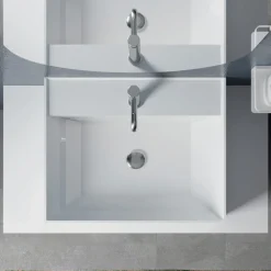 Viadurini Bathroom Badmöbel Hängend-Badezimmerkomposition mit ovalem Spiegel, Sockel und Waschbecken, hergestellt in Italien – Kilos