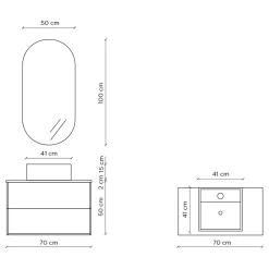Viadurini Bathroom Badmöbel Hängend-Badezimmerkomposition mit ovalem Spiegel, Sockel und Waschbecken, hergestellt in Italien – Kilos