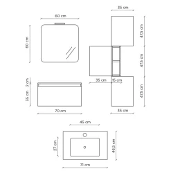 Viadurini Bathroom Badmöbel Hängend-Badezimmerkomposition mit Waschbecken aus Kunstharz, hergestellt in Italien mit kratzfester Basis – Dream