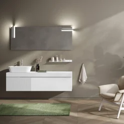 Viadurini Bathroom Badmöbel Hängend-Badezimmerkomposition mit Spiegel und Regal, hergestellt in Italien – Erebo