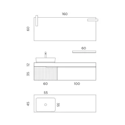 Viadurini Bathroom Badmöbel Hängend-Badezimmerkomposition mit Spiegel und Regal, hergestellt in Italien – Erebo