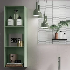 Viadurini Bathroom Badmöbel Hängend-Badezimmerkomposition mit Sockel aus Honigeiche, Waschbecken und Spiegel, hergestellt in Italien – Kilos