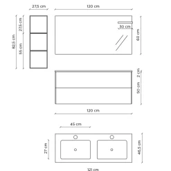 Viadurini Bathroom Badmöbel Hängend-Badezimmerkomposition mit Sockel aus Honigeiche, Waschbecken und Spiegel, hergestellt in Italien – Kilos
