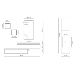 Viadurini Bathroom Badmöbel Hängend-Badezimmerkomposition mit Spiegel, Harzwaschbecken und Sockel, hergestellt in Italien – Palom