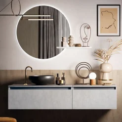 Viadurini Bathroom Badmöbel Hängend-Badezimmerkomposition mit Waschbecken, Hängesockel und Spiegel Made in Italy – Dream