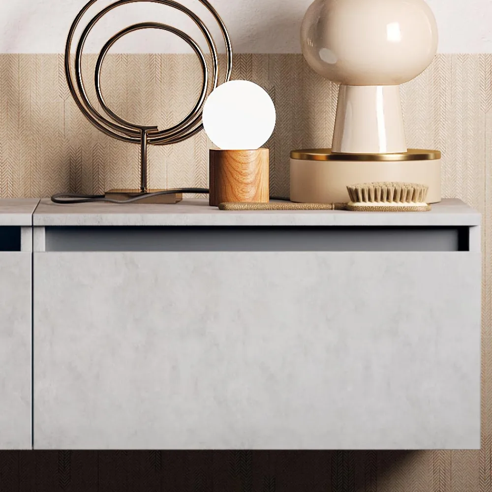 Viadurini Bathroom Badmöbel Hängend-Badezimmerkomposition mit Waschbecken, Hängesockel und Spiegel Made in Italy – Dream