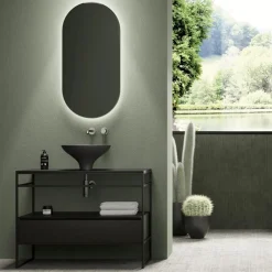 Viadurini Bathroom Badmöbel Stehend-Badezimmer-Komposition Waschbecken aus Keramik und Spiegel Made in Italy - Hoscar