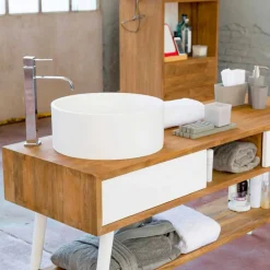 Viadurini Badmöbel Stehend-Badezimmer-Konsolentisch im modernen Design aus natürlichem Teak Pistoia