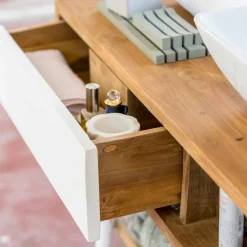 Viadurini Badmöbel Stehend-Badezimmer-Konsolentisch im modernen Design aus natürlichem Teak Pistoia