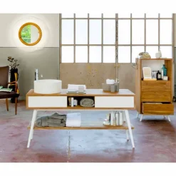 Viadurini Badmöbel Stehend-Badezimmer-Konsolentisch im modernen Design aus natürlichem Teak Pistoia