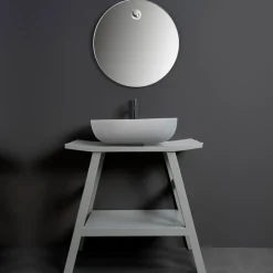 Viadurini Bathroom Badmöbel Stehend-Badezimmermöbel-Komposition mit Spiegel, Teakholzschrank und Zubehör - Patryk