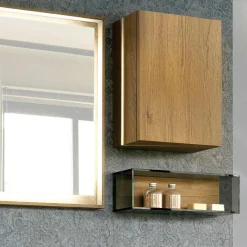 Viadurini Bathroom Badmöbel Stehend-Badezimmermöbel-Komposition 150 cm in Luxus Naturholz - Alide