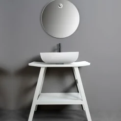 Viadurini Bathroom Badmöbel Stehend-Badezimmermöbel-Komposition mit Accessoires aus Ton und Spiegel - Patryk