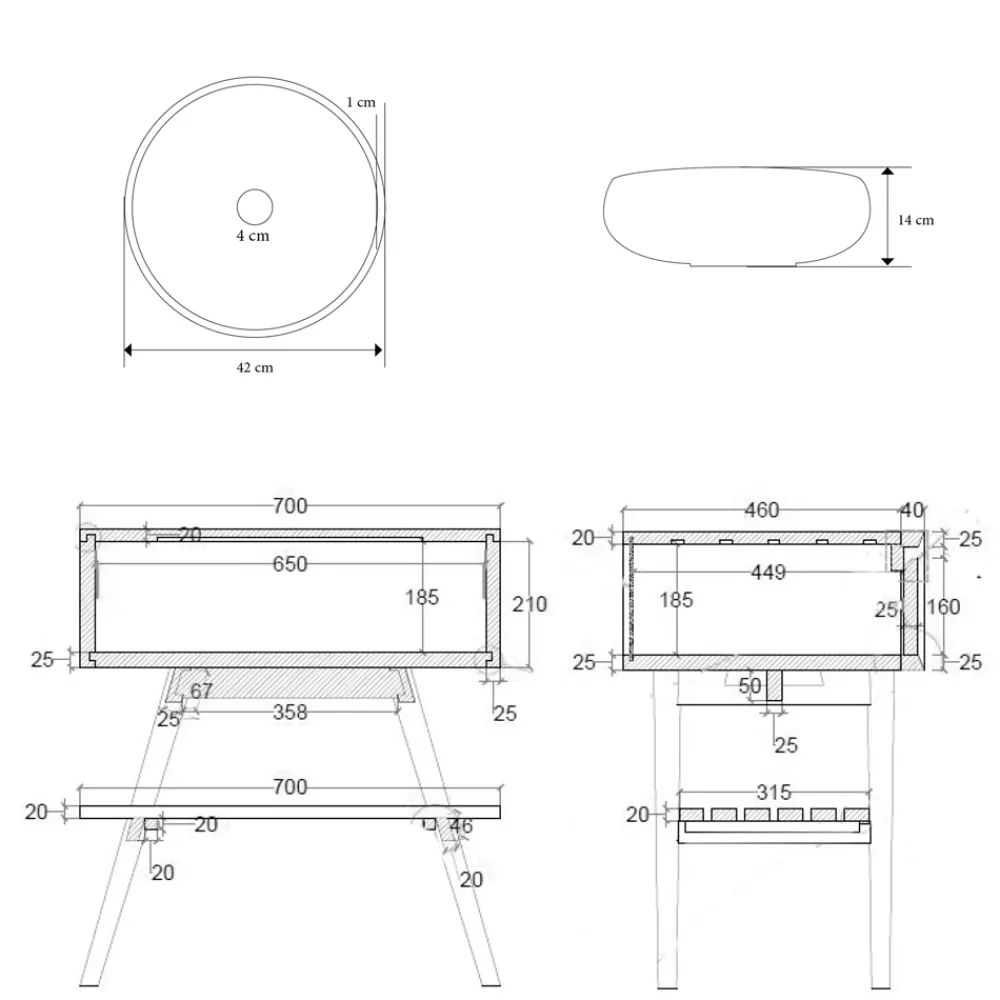 Viadurini Bathroom Badmöbel Stehend-Badezimmermöbel-Komposition mit Tonwaschbecken und Zubehör - Carolie