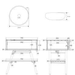Viadurini Bathroom Badmöbel Stehend-Badezimmermöbel-Komposition mit Accessoires und Tonbecken - Carolie