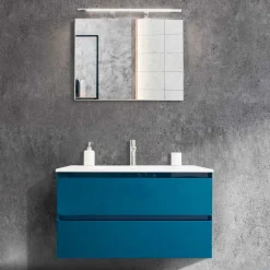 Viadurini Bathroom Badmöbel Hängend-Badezimmerschrank 90 cm, Modernes Waschbecken und Spiegel - Becky