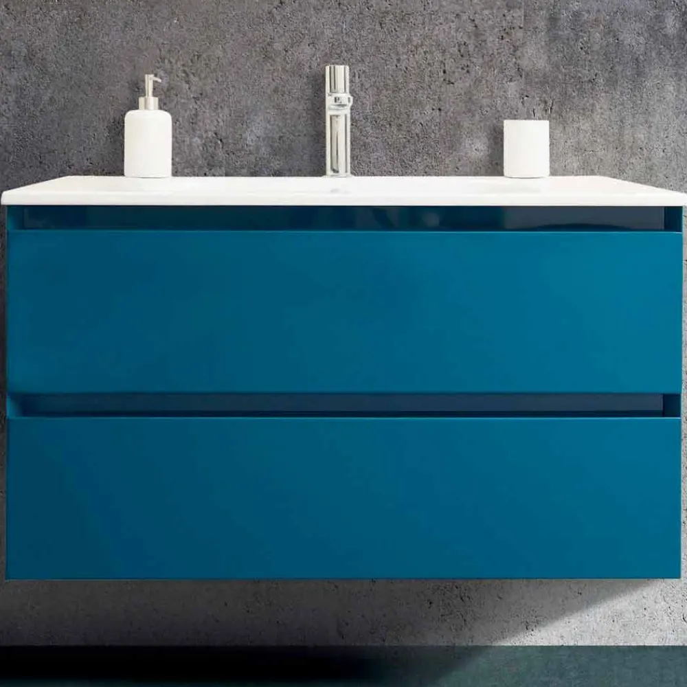 Viadurini Bathroom Badmöbel Hängend-Badezimmerschrank 90 cm, Modernes Waschbecken und Spiegel - Becky