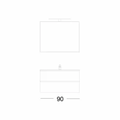 Viadurini Bathroom Badmöbel Hängend-Badezimmerschrank 90 cm, Modernes Waschbecken und Spiegel - Becky